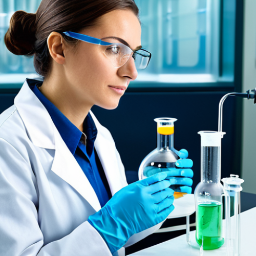 Home 23 **
"A professional female chemical engineer in a clean, modern laboratory, fully clothed in appropriate lab attire: lab coat, safety glasses, and gloves. She is carefully examining a clear liquid in a borosilicate beaker, with various lab instruments in the background. Safe for work, appropriate content, perfect anatomy, natural proportions, high-quality rendering, professional setting, modest attire."
**