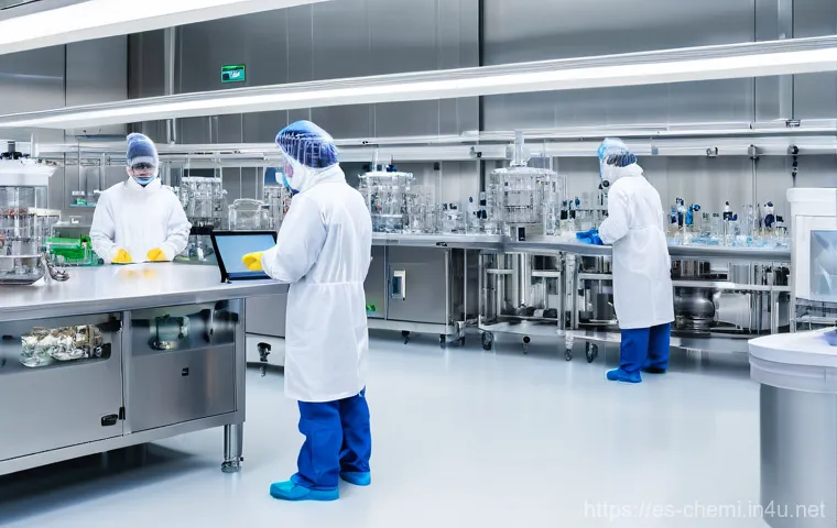 화학공학 신기술 동향 - **AI-Driven Chemical Process Optimization**
    Inside a sophisticated, futuristic control room, a l...