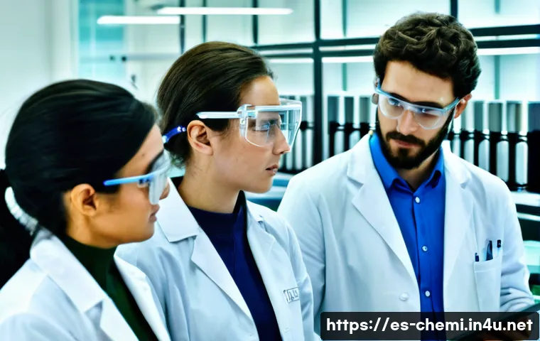화학공학 대학원 진학 - A detailed, realistic laboratory scene inside a modern chemical engineering research facility in Spa...