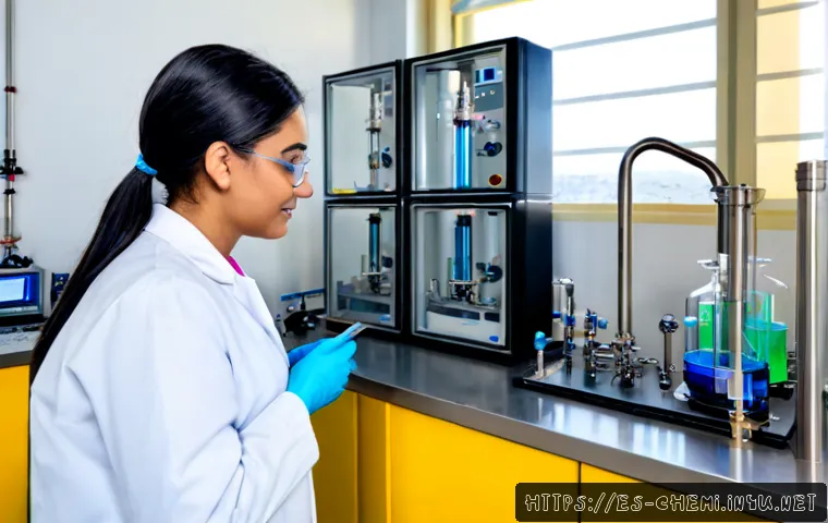 화학공학 연구개발 부서 업무 - Photorealistic chemical engineering research and development laboratory in a modern Spanish industri...
